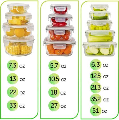Ultimate 26-Piece Glass Meal Prep & Food Storage Container Set - Stay Organized and Fresh!