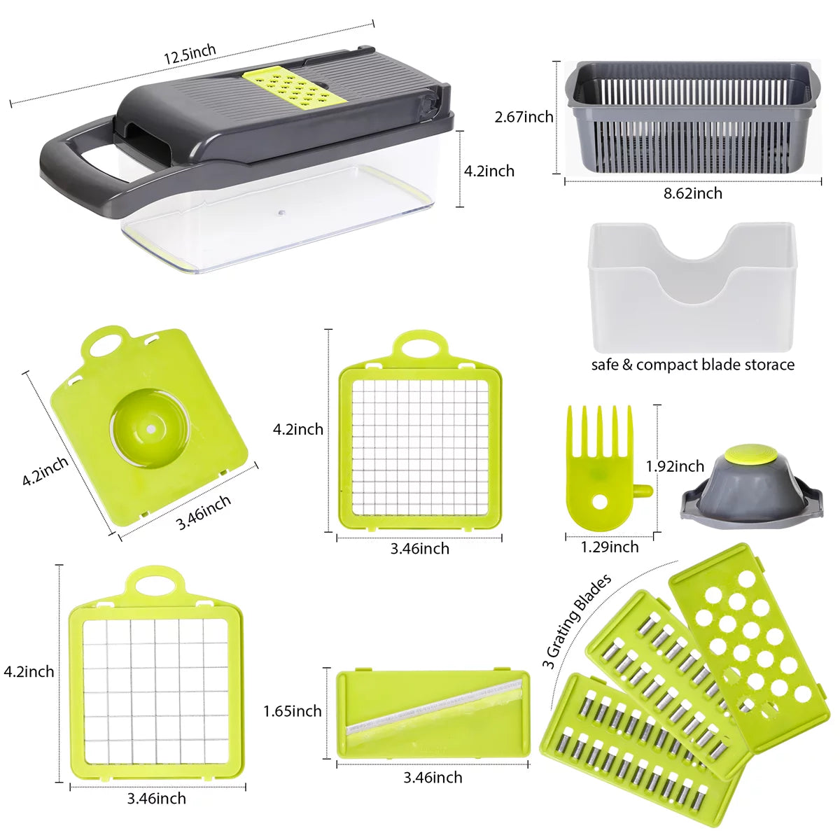 Revolutionize Your Cooking with the 12-in-1 Multi-Functional Vegetable Chopper - Effortless Slicing, Dicing, and Draining!