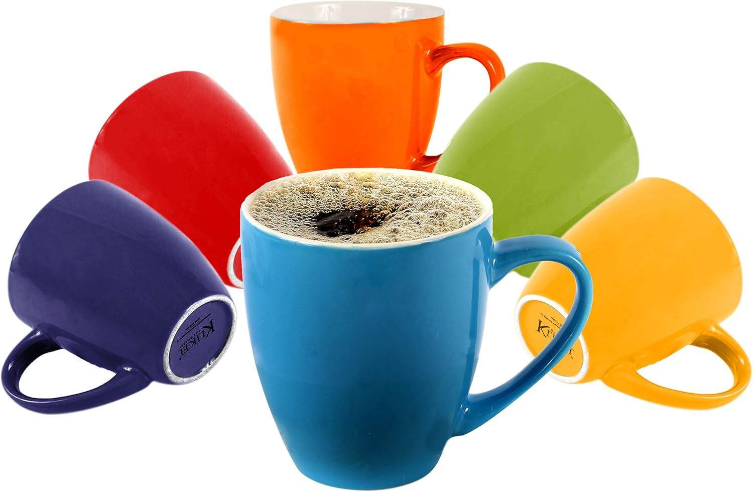 Vibrant 6-Piece Colorful Coffee Mug Set - 16oz Durable Stoneware for Daily Delight