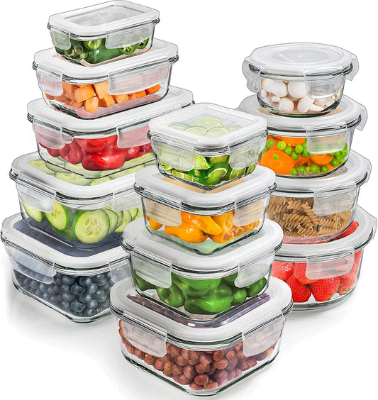 Ultimate 26-Piece Glass Meal Prep & Food Storage Container Set - Stay Organized and Fresh!