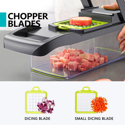 Revolutionize Your Cooking with the 12-in-1 Multi-Functional Vegetable Chopper - Effortless Slicing, Dicing, and Draining!