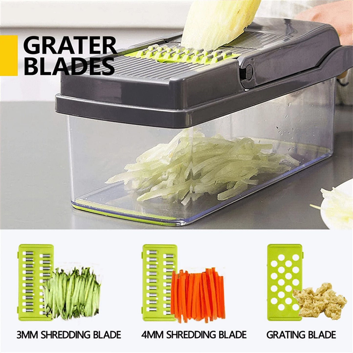 Revolutionize Your Cooking with the 12-in-1 Multi-Functional Vegetable Chopper - Effortless Slicing, Dicing, and Draining!