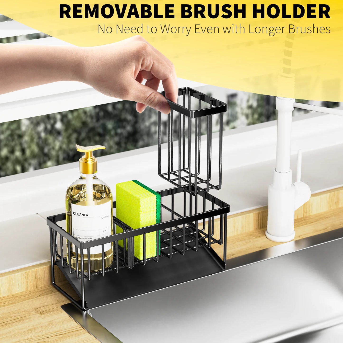 Ultimate Waterproof & Rustproof Black Sink Caddy for Kitchen Sponges & Accessories