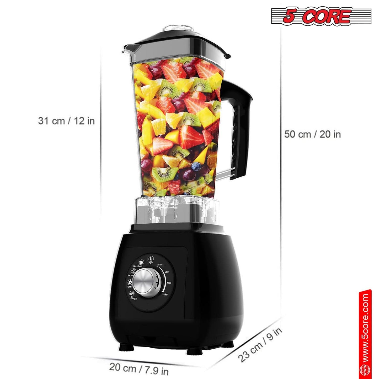 Powerful 2000W 5Core Juicer Blender - Ultimate Kitchen Smoothie Maker with 68Oz Jar