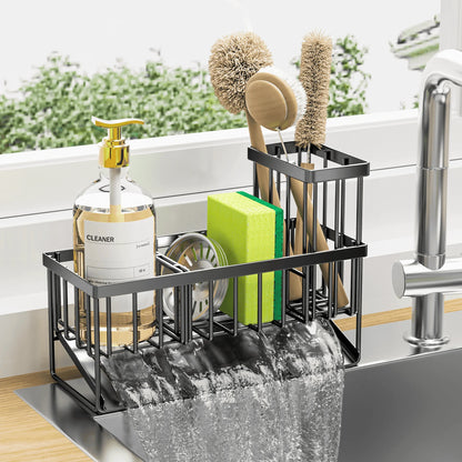 Ultimate Waterproof & Rustproof Black Sink Caddy for Kitchen Sponges & Accessories