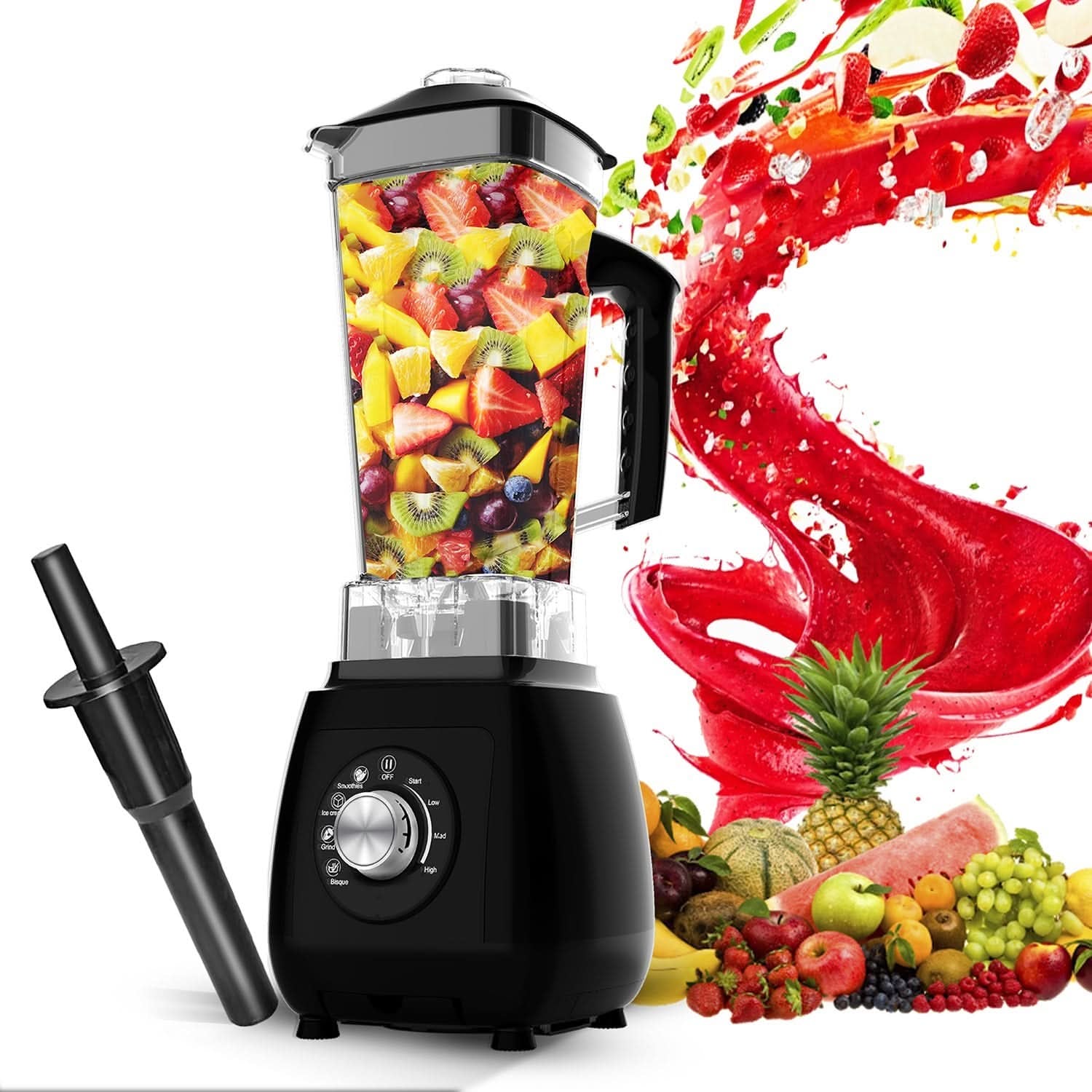 Powerful 2000W 5Core Juicer Blender - Ultimate Kitchen Smoothie Maker with 68Oz Jar