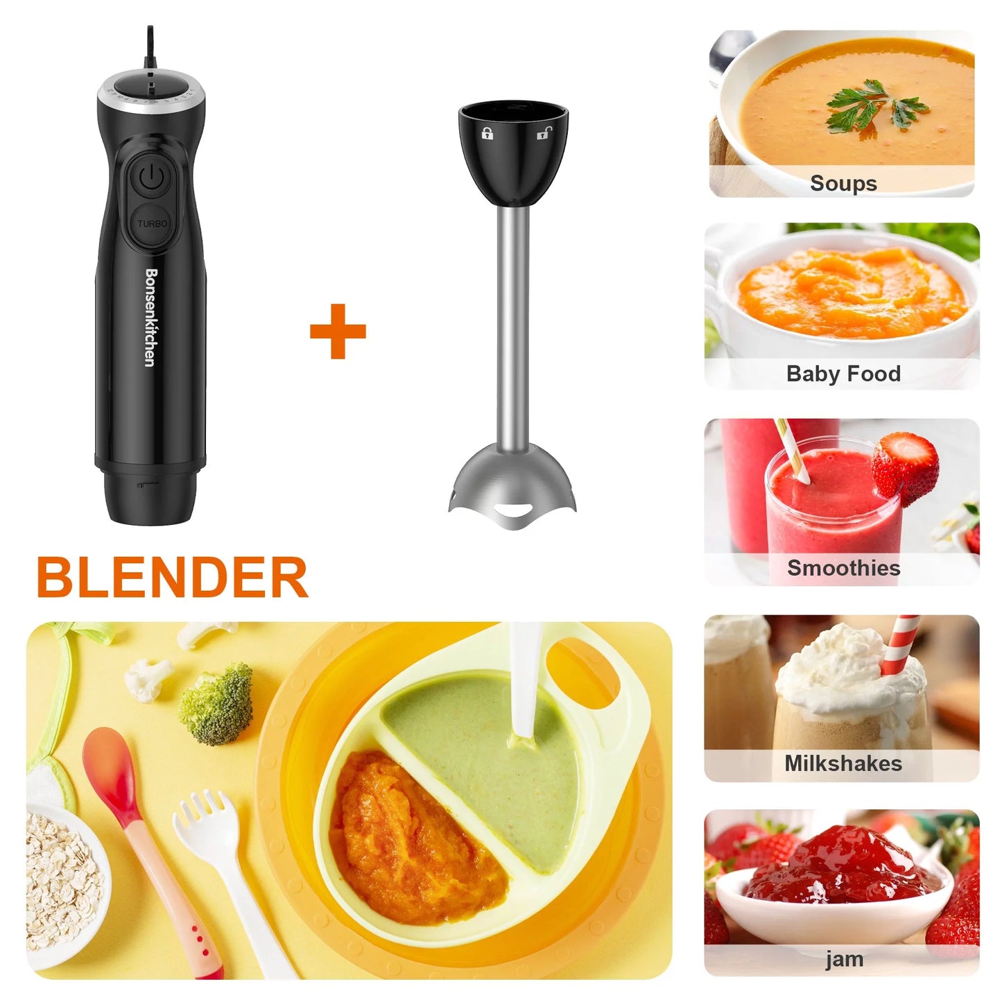 Ultimate 12-Speed Immersion Hand Blender for Effortless Blending and Mixing